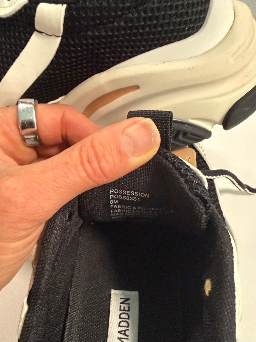 Steve Madden Men's Chunky Sneakers in Black, Cream & Tan - Picture 3 of 3